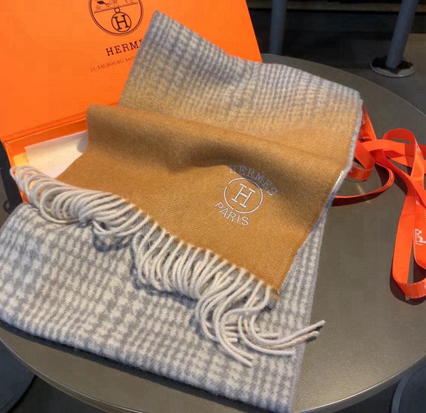 Scarf 180 CM Light Brown Gradient Grey Caro Cashmere 398223