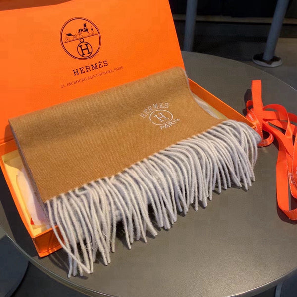 Scarf 180 CM Light Brown Gradient Grey Caro Cashmere 398223