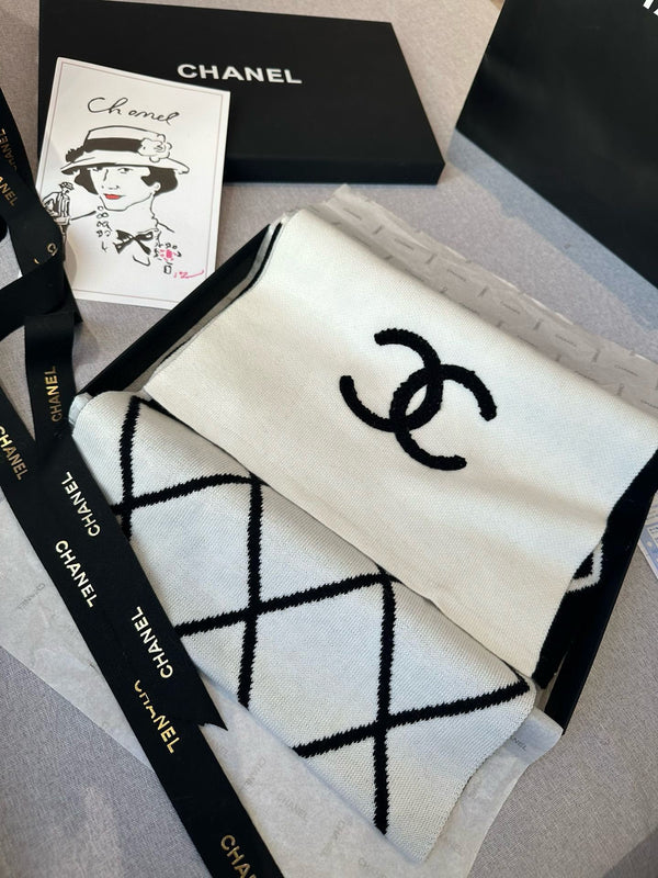 SCIARPA 180 CM IN CASHMERE MISTO NERO BIANCO 401971