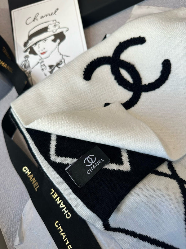 SCIARPA 180 CM IN CASHMERE MISTO NERO BIANCO 401971