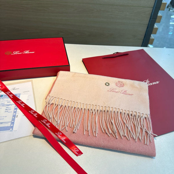 LP Grande Unita Scarf 180 CM In White Mix Pink Cashmere 403791