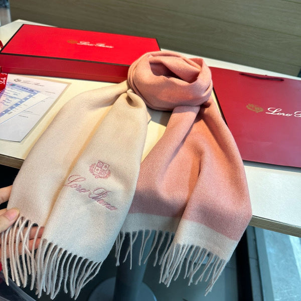 LP Grande Unita Scarf 180 CM In White Mix Pink Cashmere 403791