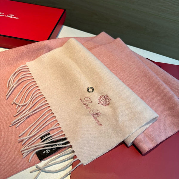 LP Grande Unita Scarf 180 CM In White Mix Pink Cashmere 403791