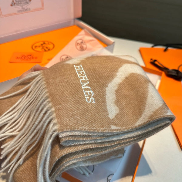 Scarf 180 CM Beige Mix White Wool