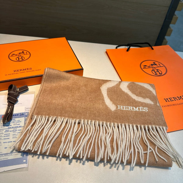 Scarf 180 CM Beige Mix White Wool