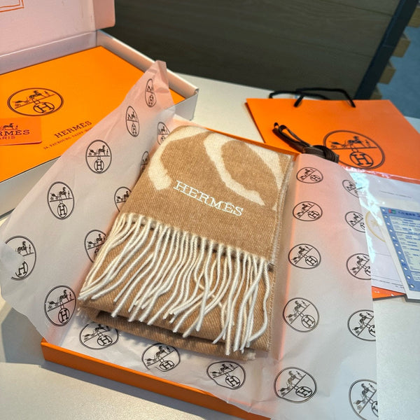 Scarf 180 CM Beige Mix White Wool