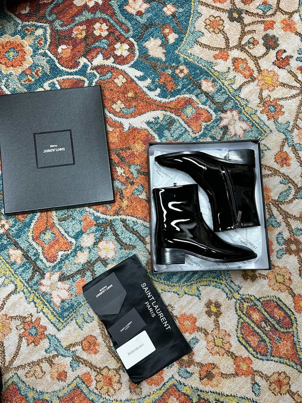 SL YVES NEW BOOTS BLACK POLISHED CALFSKIN
