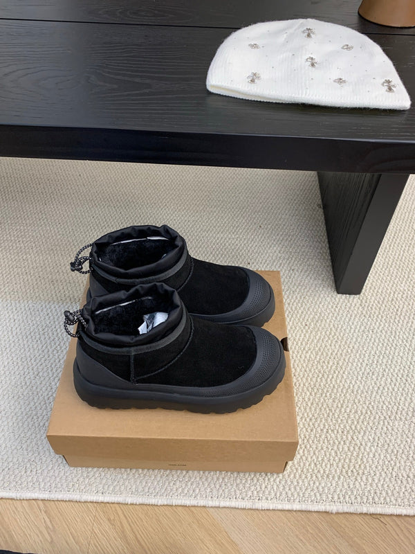 UGG Ultra Mini Ankle Boots Black Suede Rubber 512899