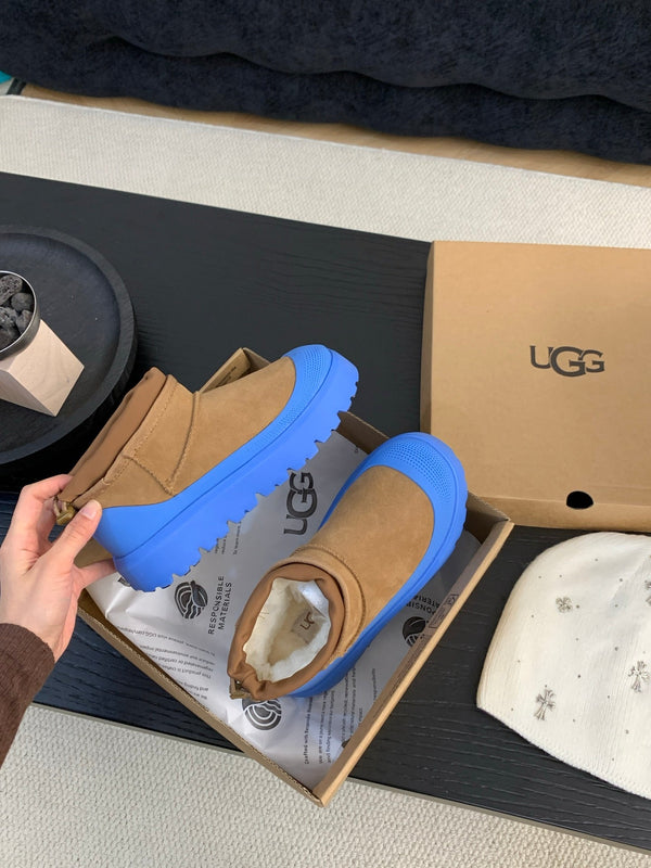 UGG Ultra Mini Ankle Boots Maroon Blue Suede Rubber 512900