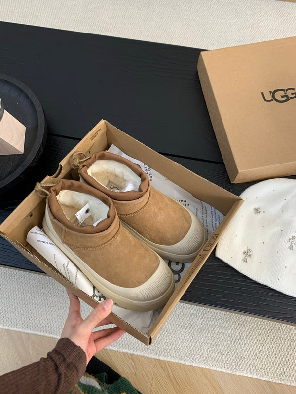 UGG Ultra Mini Ankle Boots Brown Cream Suede Rubber 512897