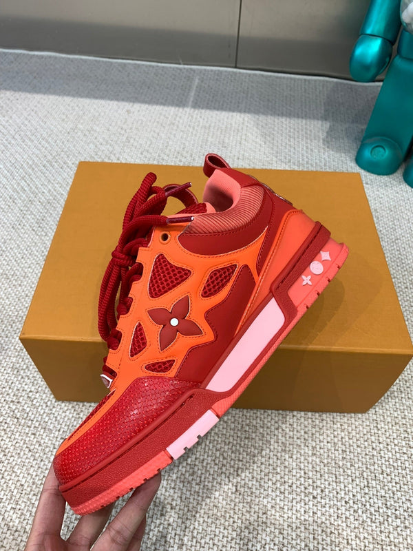 LV Skate Sneaker Red Mix Orange Cowhide