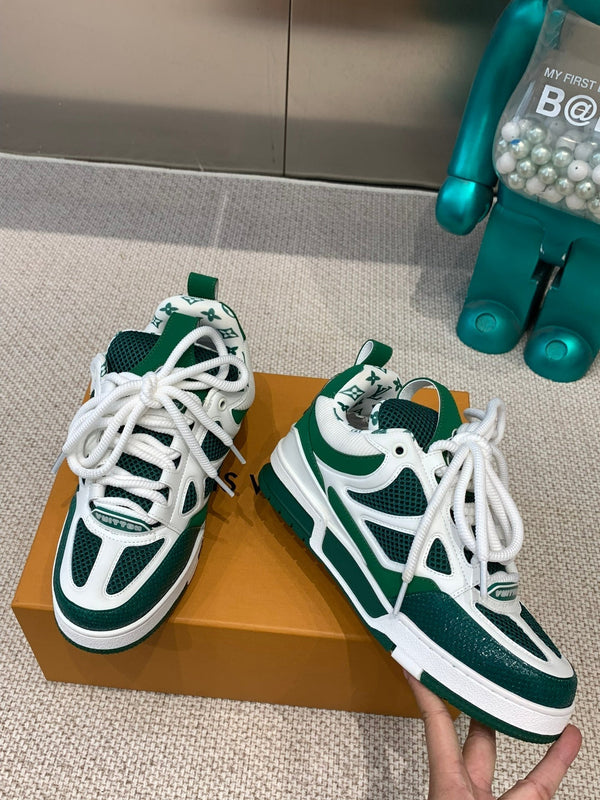 LV Skate Sneaker White Mix Green Cowhide