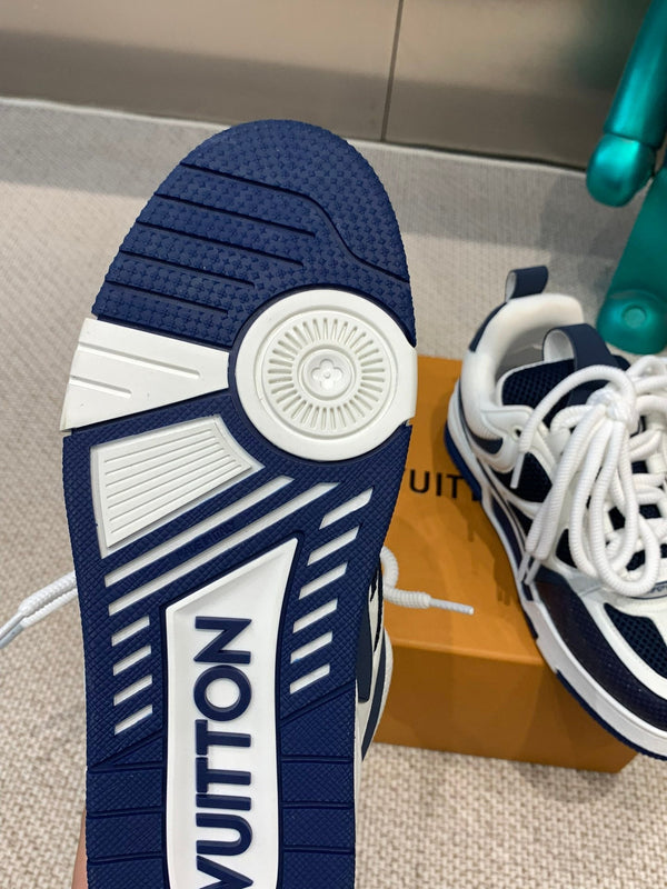 LV Skate Sneaker White Mix Blue Charcoal Cowhide