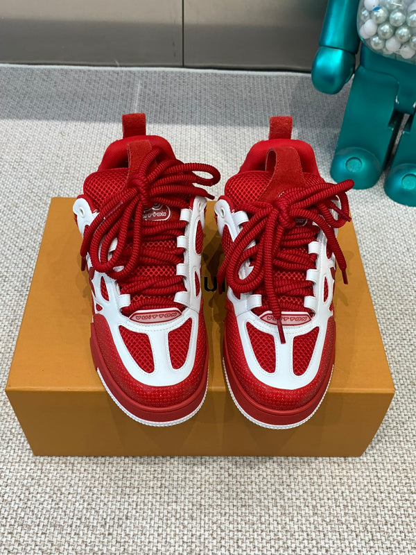 LV Skate Sneaker White Mix Red Cowhide