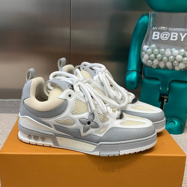 LV Skate Sneaker Grigio Mix Bianco Beige Pelle di mucca