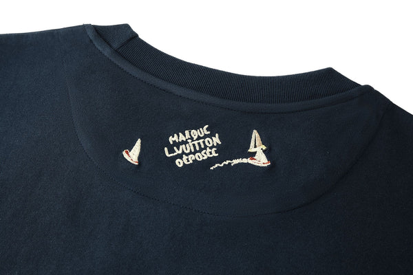 LV Large Embroidered Logo Navy Blue Cotton
