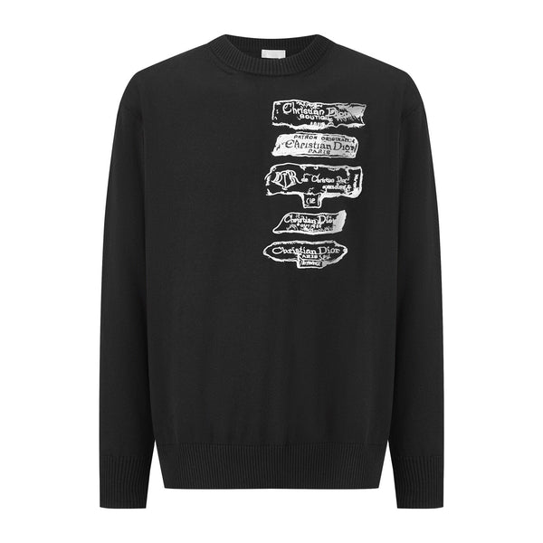 Maglione con logo ricamato CD in lana e cotone nero