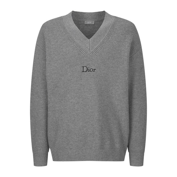 CD V-neck Sweater Grey Polyamide Wool