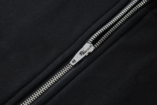 Celine Embroidered Hoodie Zip-up Jacket Black White Cotton