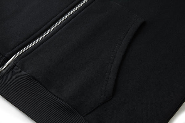 Celine Embroidered Hoodie Zip-up Jacket Black White Cotton