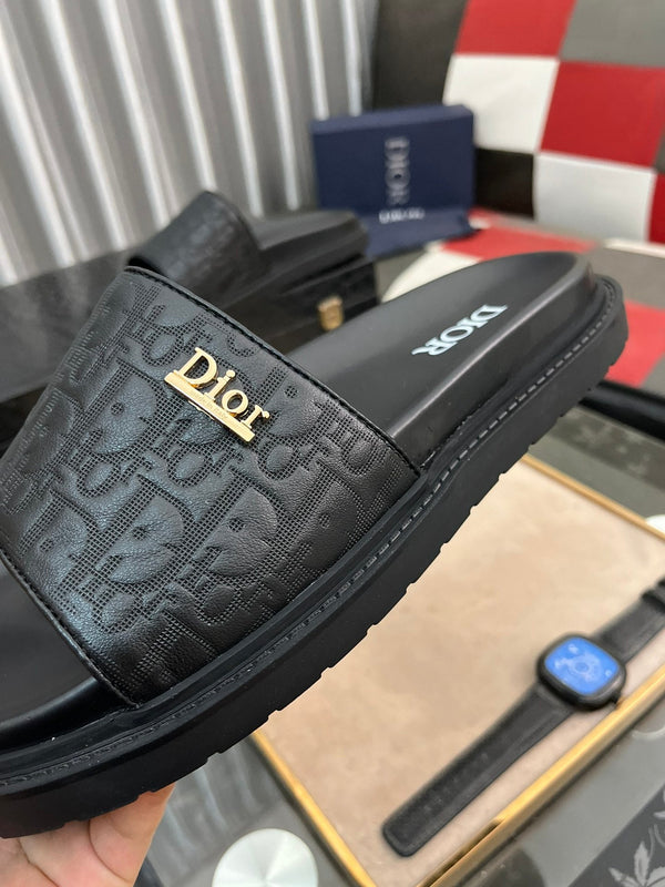 CD AQUA SLIDE SANDAL BLACK MONOGRAM CALFSKIN