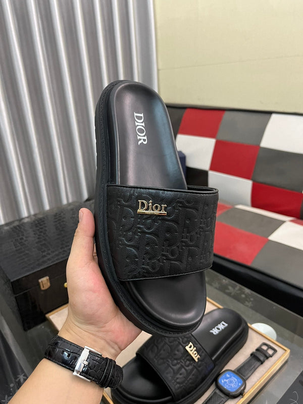 CD AQUA SLIDE SANDAL BLACK MONOGRAM CALFSKIN