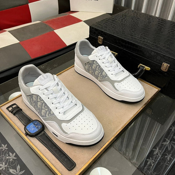 CD B27 LOW-TOP SNEAKER WHITE AND GRAY CALFSKIN