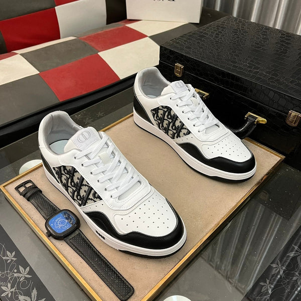 CD B27 LOW-TOP SNEAKER BLACK AND WHITE CALFSKIN