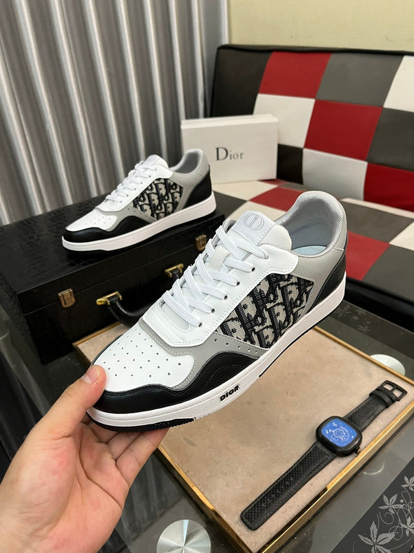 CD B27 LOW-TOP SNEAKER BLACK-WHITE-GRAY CALFSKIN