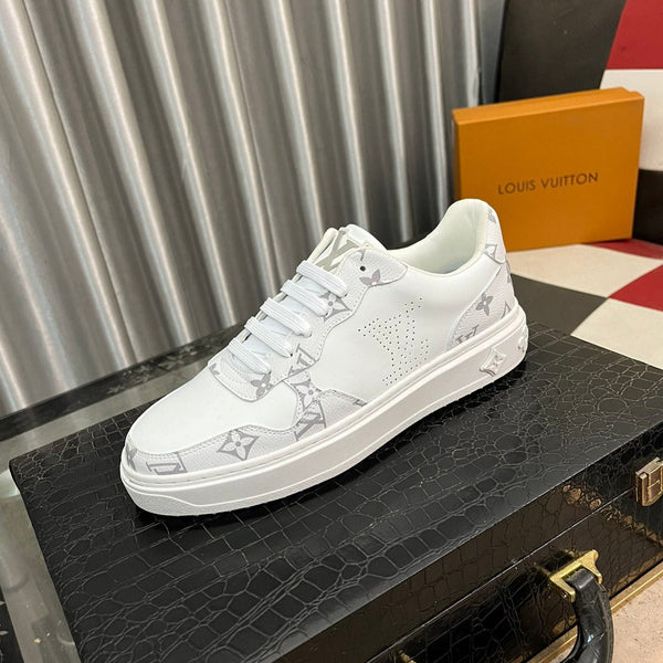 SCARPE DA GIOCO LV CLASSIC IN VITELLO MONOGRAMMA BIANCO E CAMOSCIO