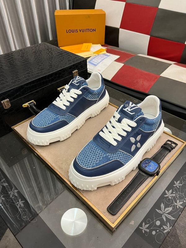 SNEAKER LV IN VITELLO MONOGRAMMA BLU NAVY E DENIM