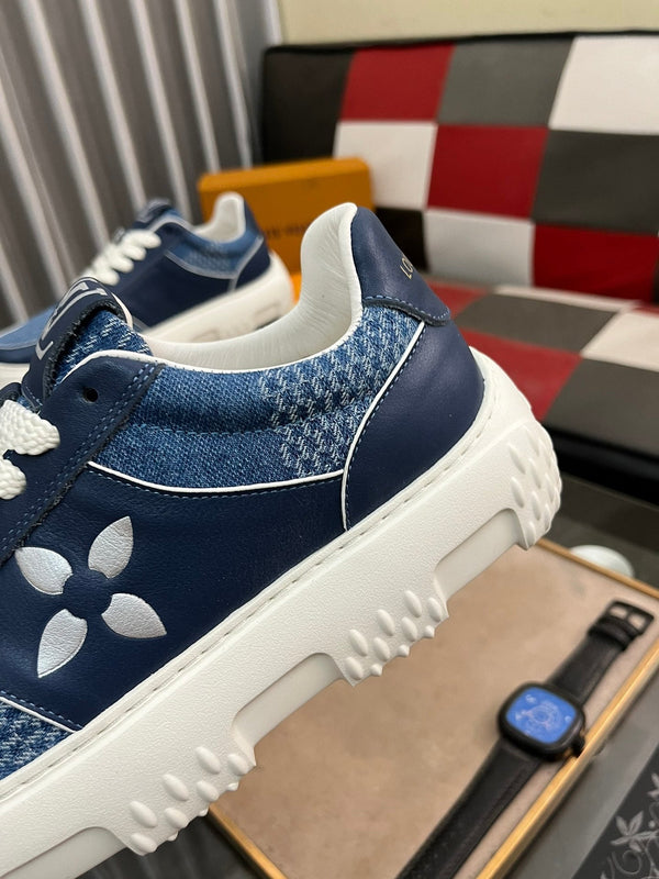 SNEAKER LV IN VITELLO MONOGRAMMA BLU NAVY E DENIM