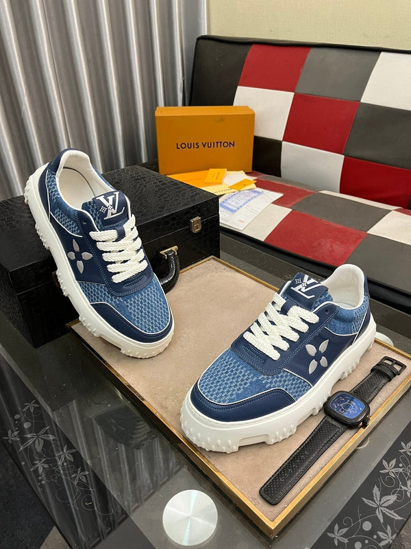 SNEAKER LV IN VITELLO MONOGRAMMA BLU NAVY E DENIM