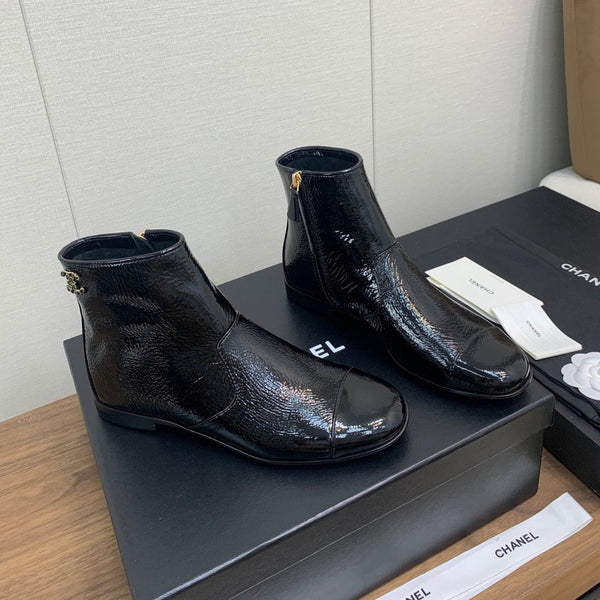 CC Ankle Boots 25mm Glossy Black Cowhide