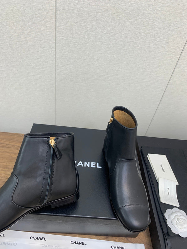 CC Ankle Boots 25mm Plain Black Cowhide