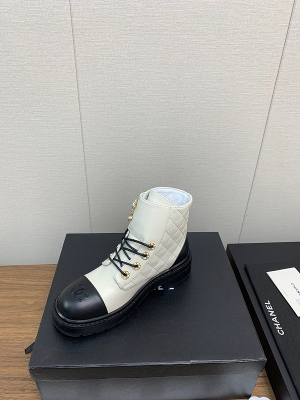 CC Ankle Boots White Mix Black Cowhide