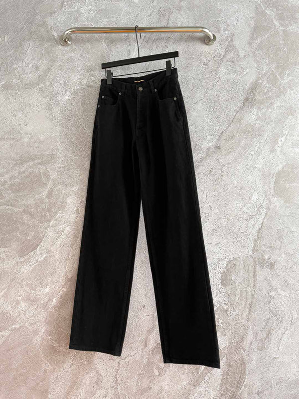 Jeans neri dritti YSL in cotone