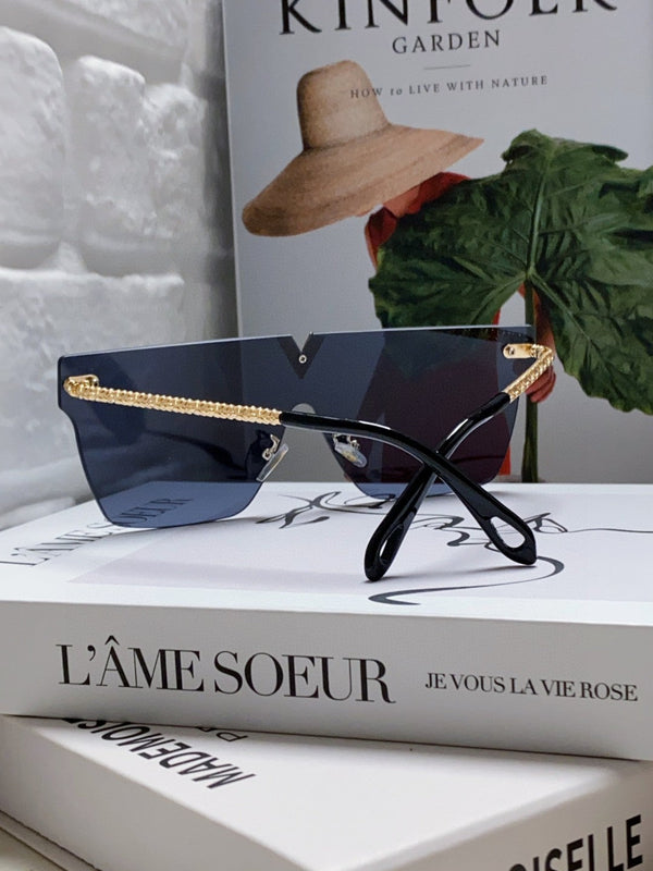 SQUARE SUNGLASS 581372 IN GOLD METAL GREY LENSES