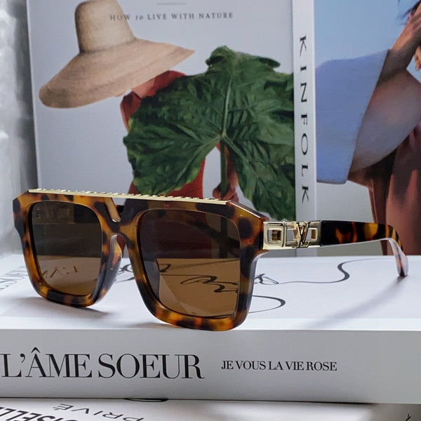 MASCOT PILOT SQUARE SUNGLASS 581376 IN HAVANA ACETATE GOLD METAL