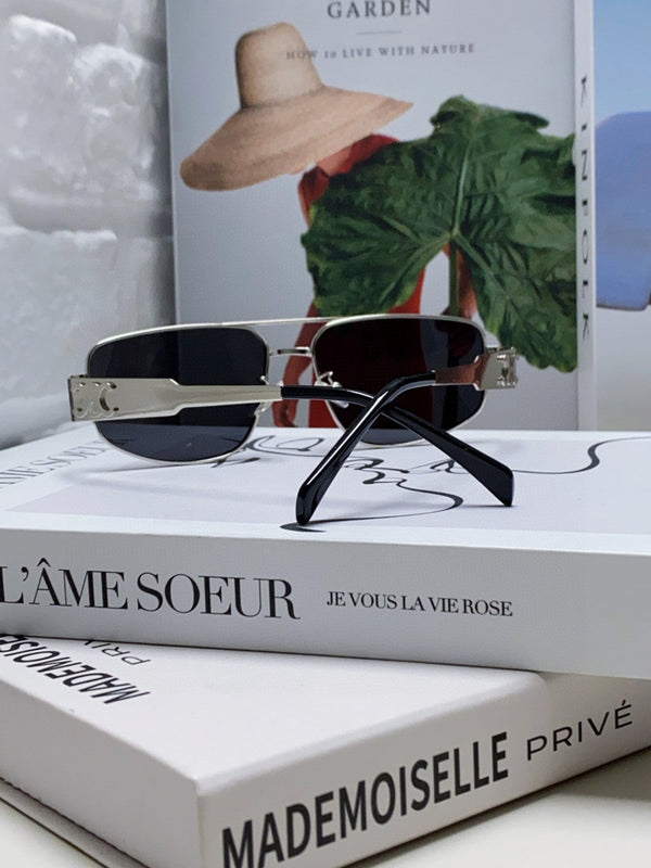 TRIOMPHE SUNGLASS 512999 IN SILVER METAL BLACK LENSES