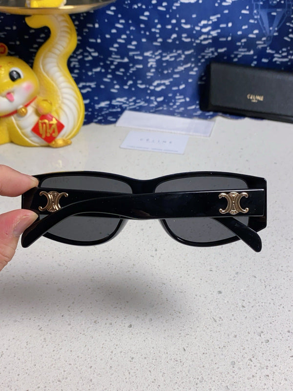 TRIOMPHE SUNGLASS 533220 IN BLACK ACETATE GOLD LOGO
