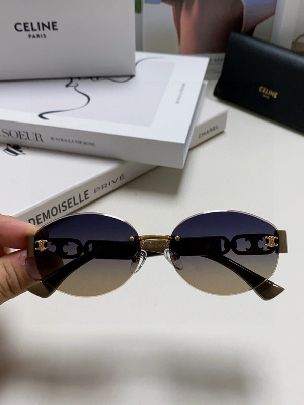 TRIOMPHE SUNGLASSES 573246 IN TAUPE BROWN METAL GRADIENT SMOKE LENSES