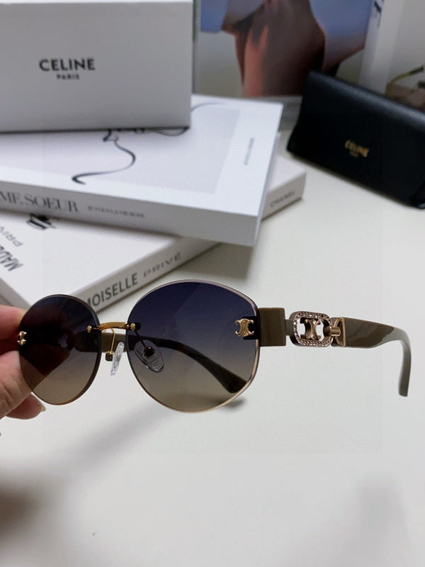 TRIOMPHE SUNGLASSES 573246 IN TAUPE BROWN METAL GRADIENT SMOKE LENSES