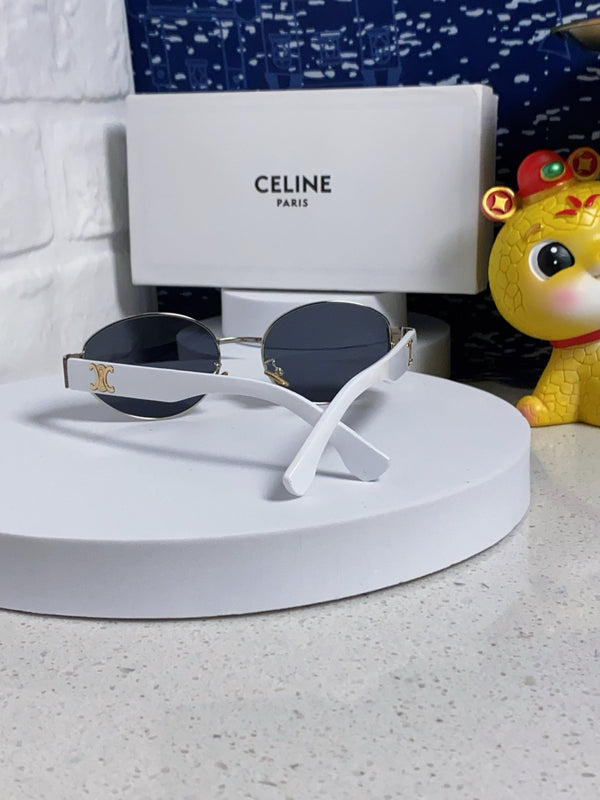 TRIOMPHE SUNGLASS 538530 IN WHITE ACETATE BLACK LENSES