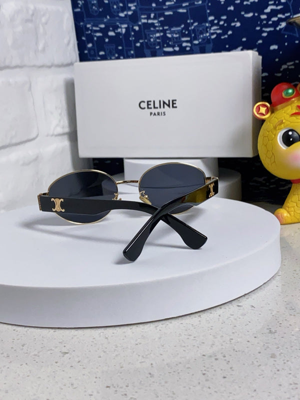 TRIOMPHE SUNGLASS 538532 IN BLACK ACETATE GOLD METAL