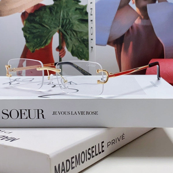 C DE RECTANGULAR RIMLESS FRAME SUNGLASSES 575769 IN METAL