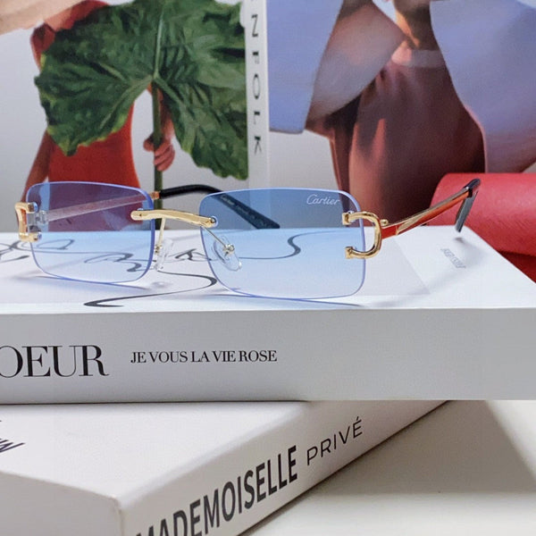 C DE RECTANGULAR RIMLESS FRAME SUNGLASSES  575769 IN METAL