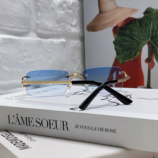 C DE RECTANGULAR RIMLESS FRAME SUNGLASSES  575769 IN METAL