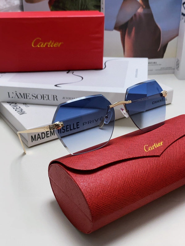 PANTHÈRE RIMLESS GEOMETRIC FRAME SUNGLASSES  539743 IN METAL