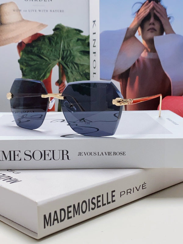 PANTHÈRE RIMLESS GEOMETRIC FRAME SUNGLASSES  539743 IN METAL